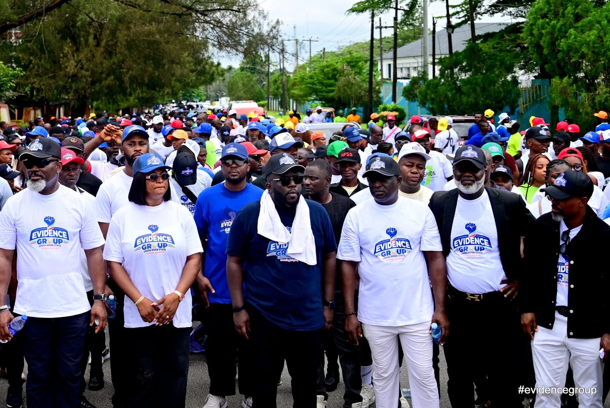 Evidence Group leadership at the front of the solidarity walk